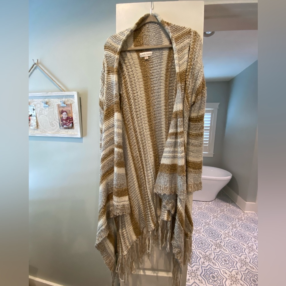 Knox Rose long fringed cardigan